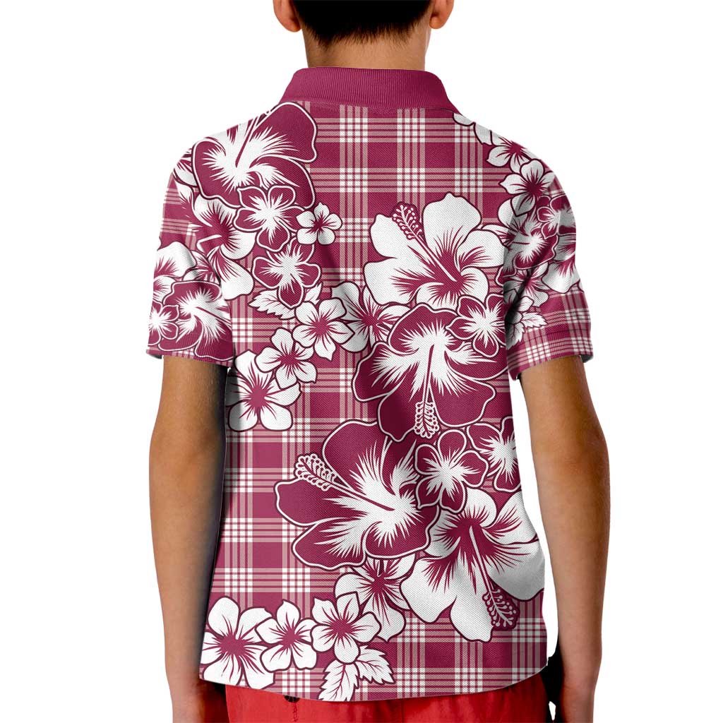 Hibiscus Pakala Royal Magenta Kid Polo Shirt Tropical Floral Stylized - Polynesian Pride