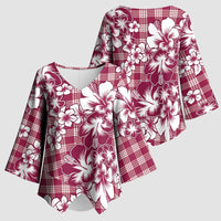 Hibiscus Pakala Royal Magenta Kimono Sleeve Blouse Tropical Floral Stylized - Polynesian Pride