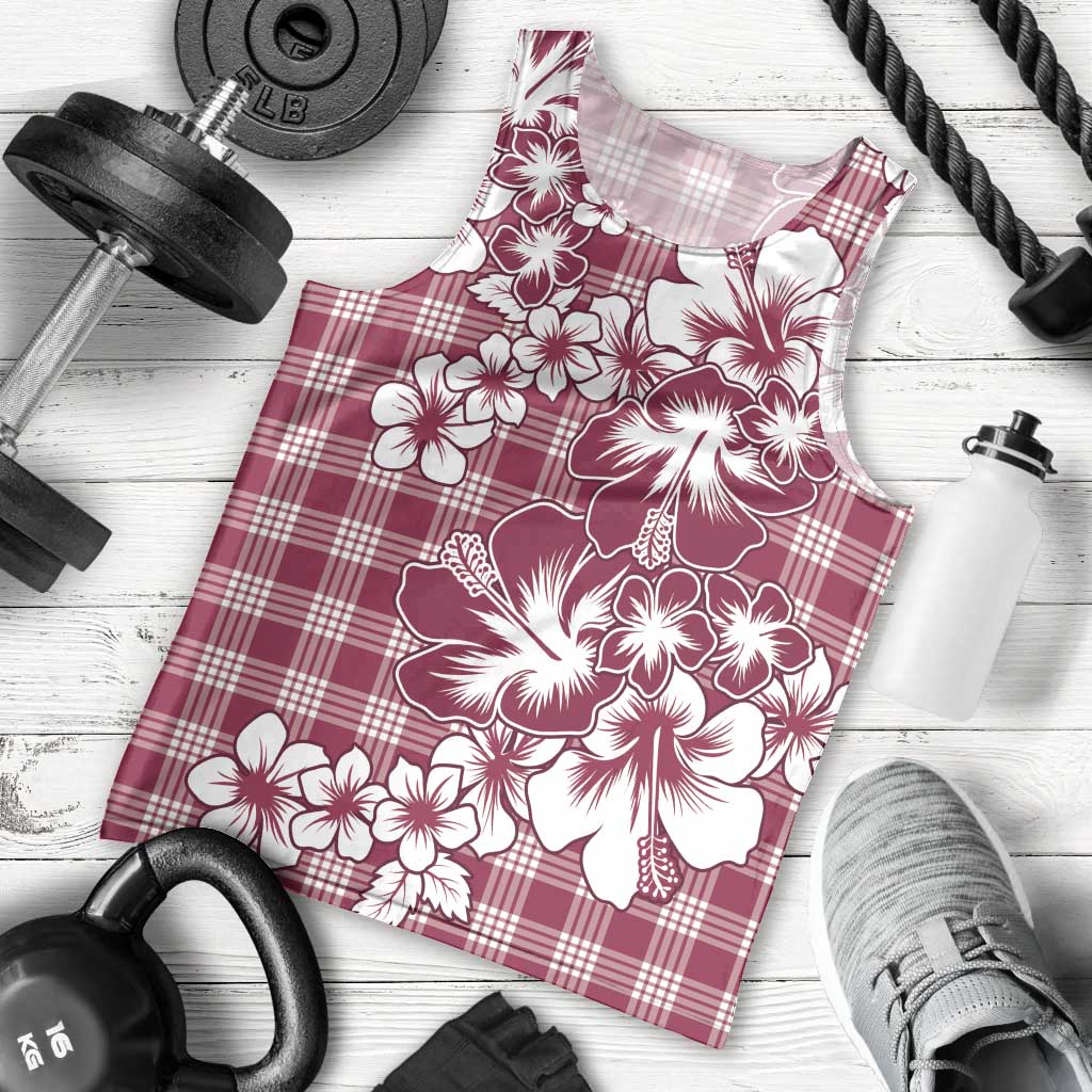 Hibiscus Pakala Royal Magenta Men Tank Top Tropical Floral Stylized - Polynesian Pride