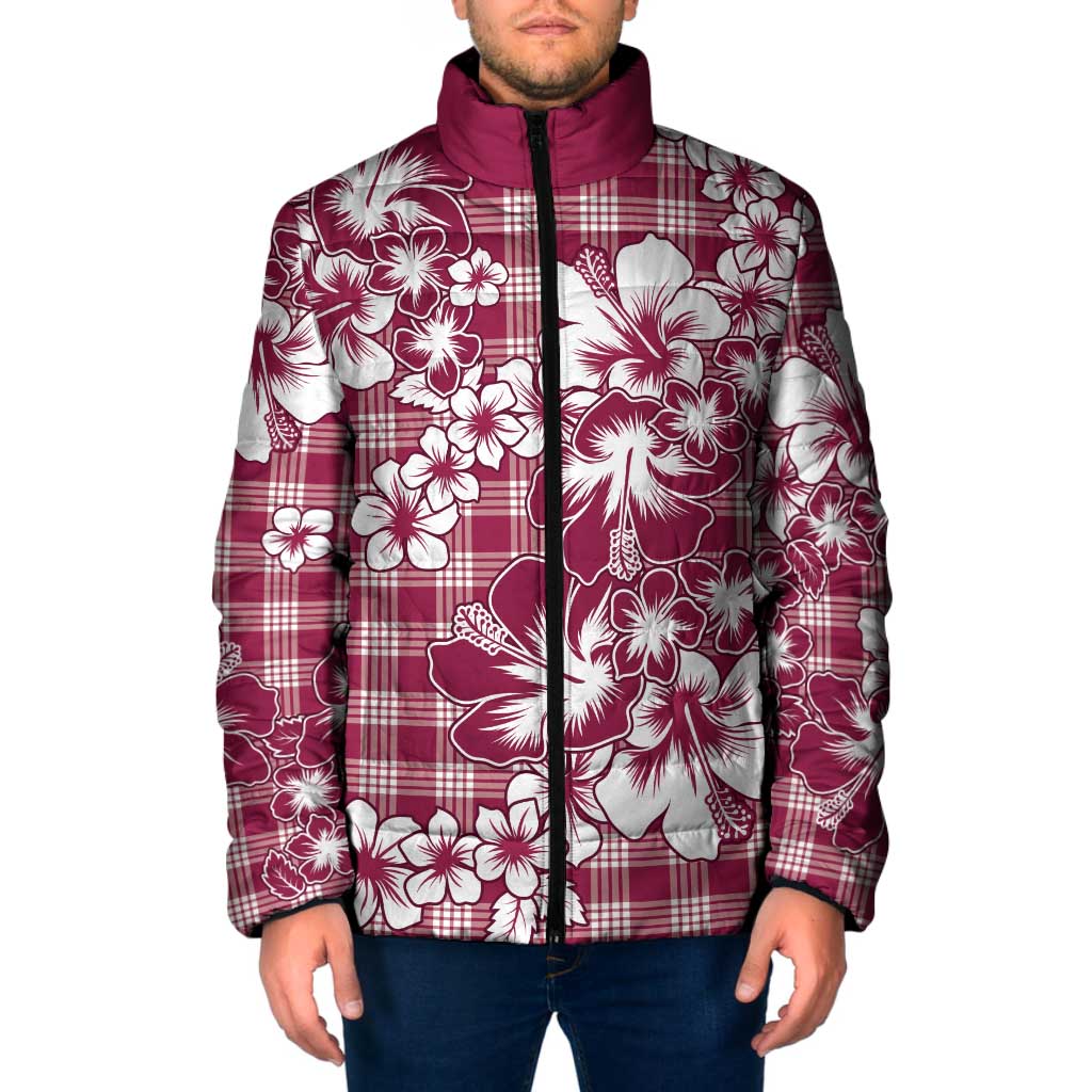 Hibiscus Pakala Royal Magenta Padded Jacket Tropical Floral Stylized - Polynesian Pride