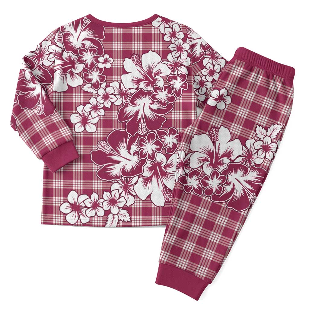 Hibiscus Pakala Royal Magenta Christmas Pajama Set Tropical Floral Stylized - Polynesian Pride