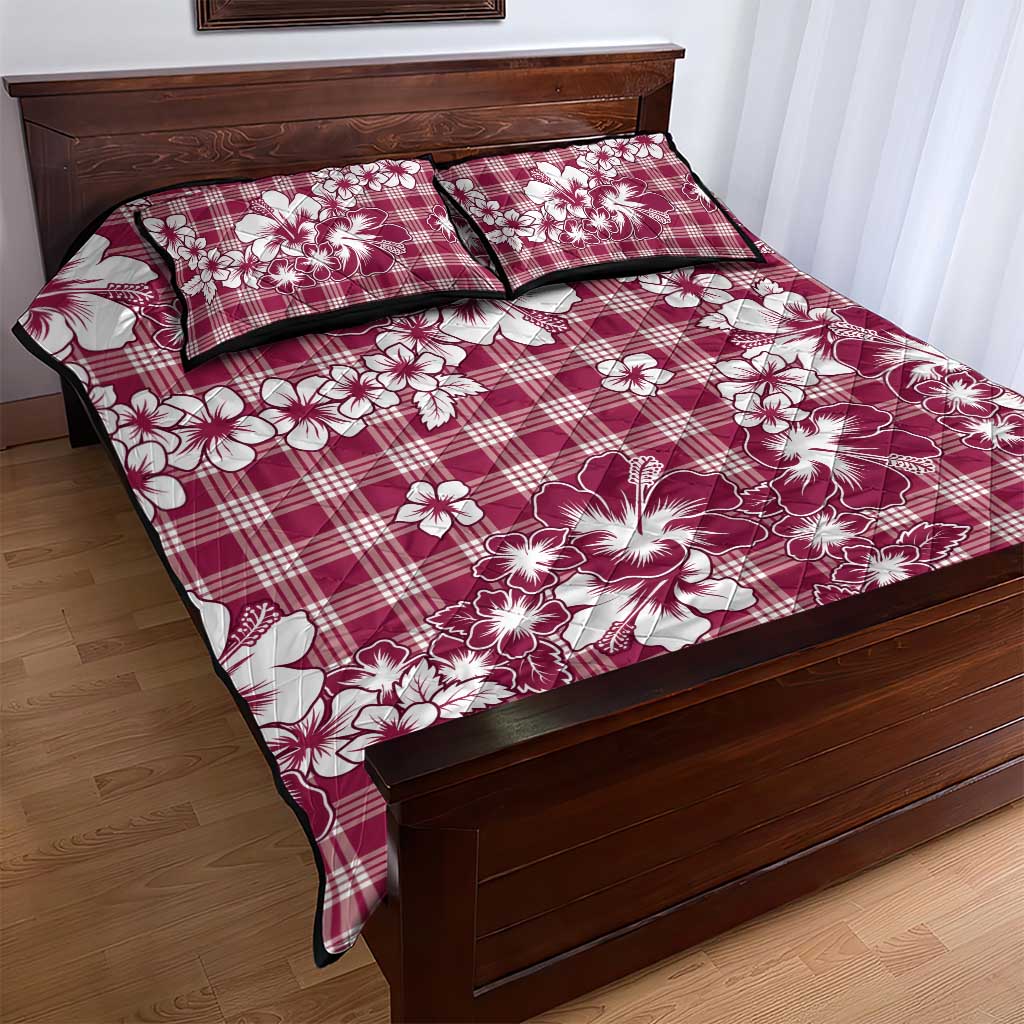 Hibiscus Pakala Royal Magenta Quilt Bed Set Tropical Floral Stylized - Polynesian Pride