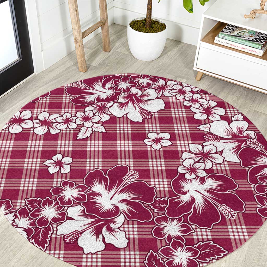 Hibiscus Pakala Royal Magenta Round Carpet Tropical Floral Stylized - Polynesian Pride