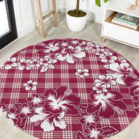 Hibiscus Pakala Royal Magenta Round Carpet Tropical Floral Stylized - Polynesian Pride