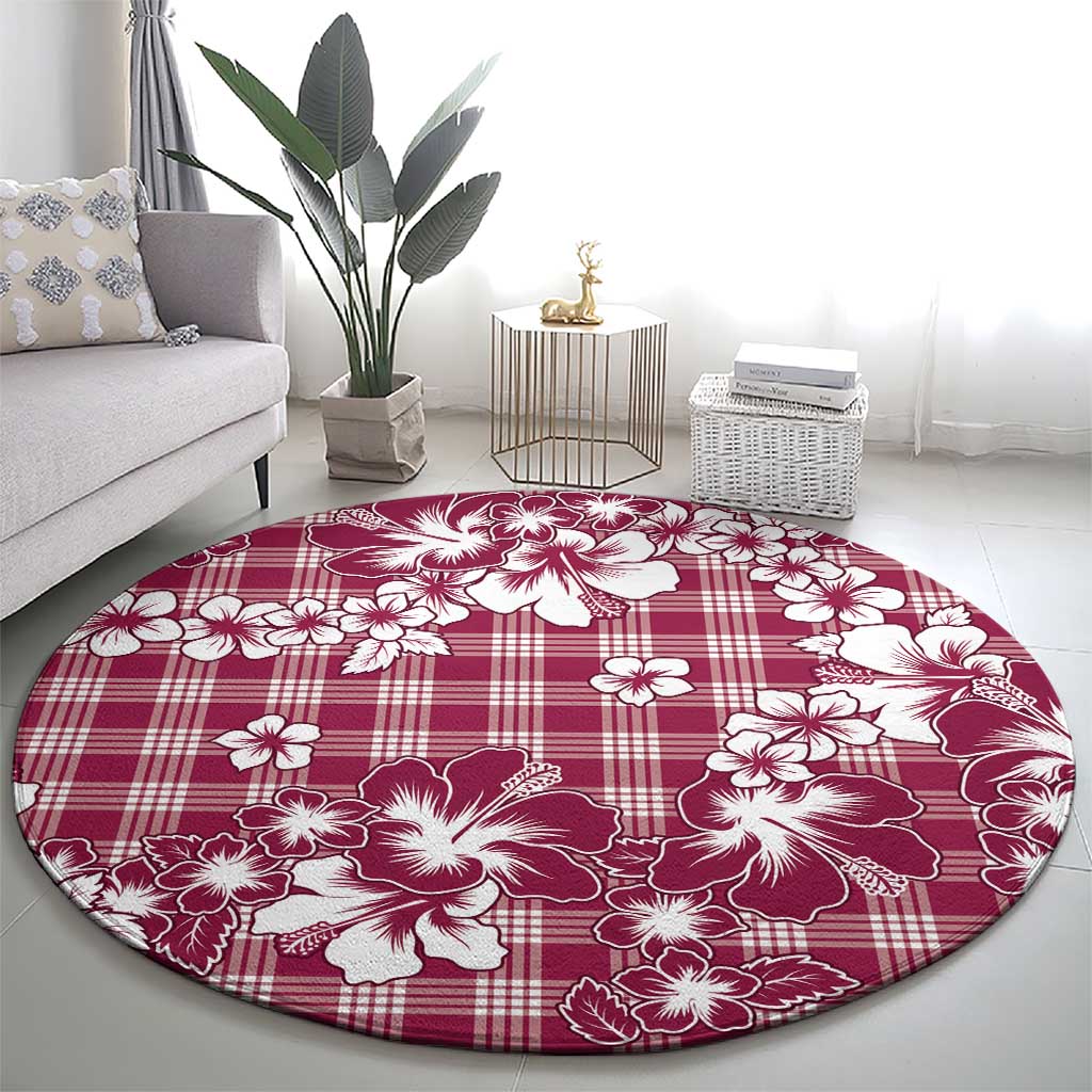 Hibiscus Pakala Royal Magenta Round Carpet Tropical Floral Stylized - Polynesian Pride