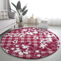 Hibiscus Pakala Royal Magenta Round Carpet Tropical Floral Stylized - Polynesian Pride