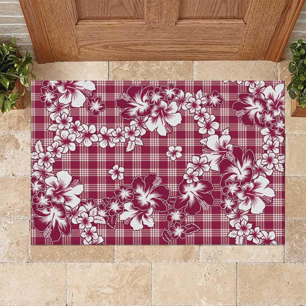 Hibiscus Pakala Royal Magenta Rubber Doormat Tropical Floral Stylized - Polynesian Pride