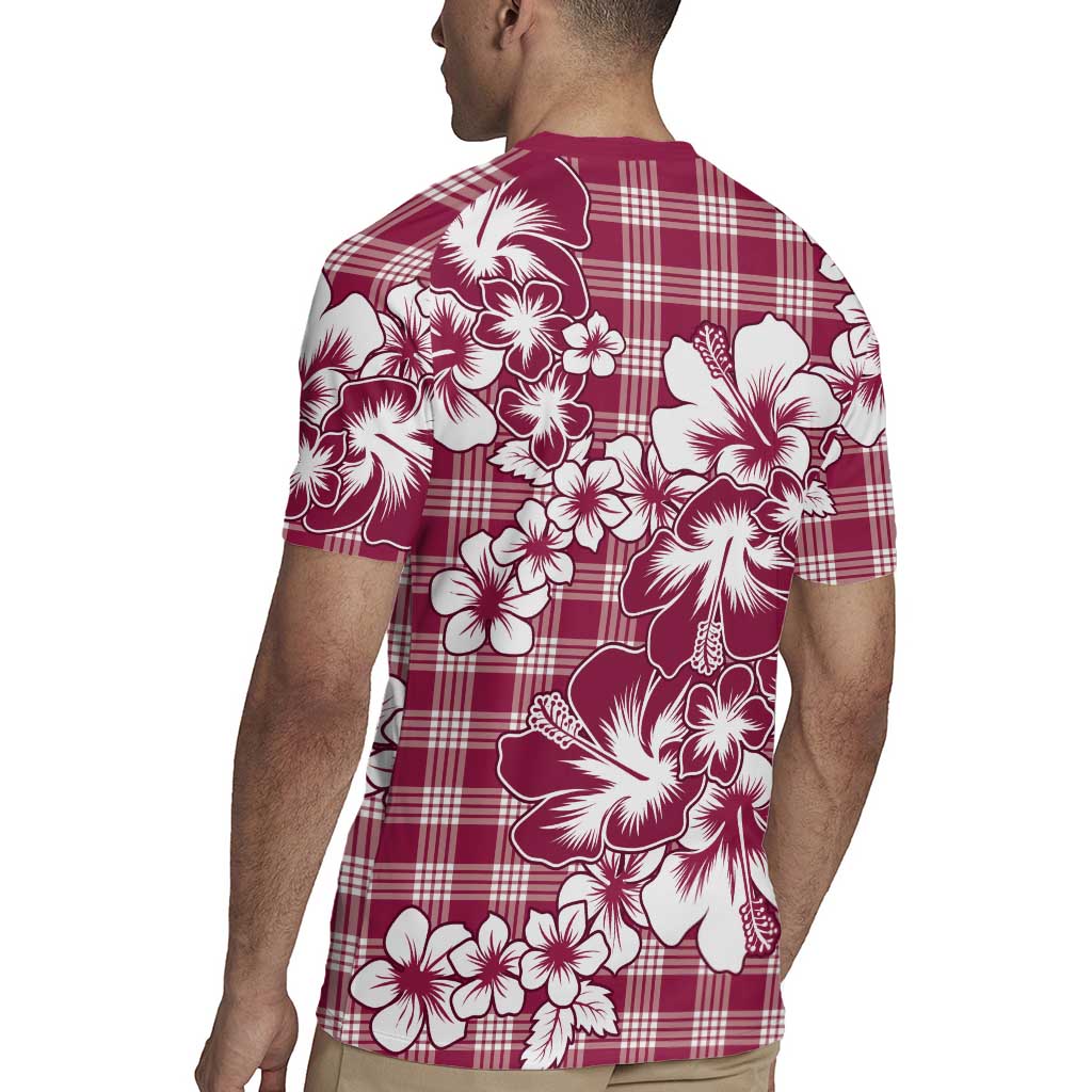 Hibiscus Pakala Royal Magenta Rugby Jersey Tropical Floral Stylized - Polynesian Pride