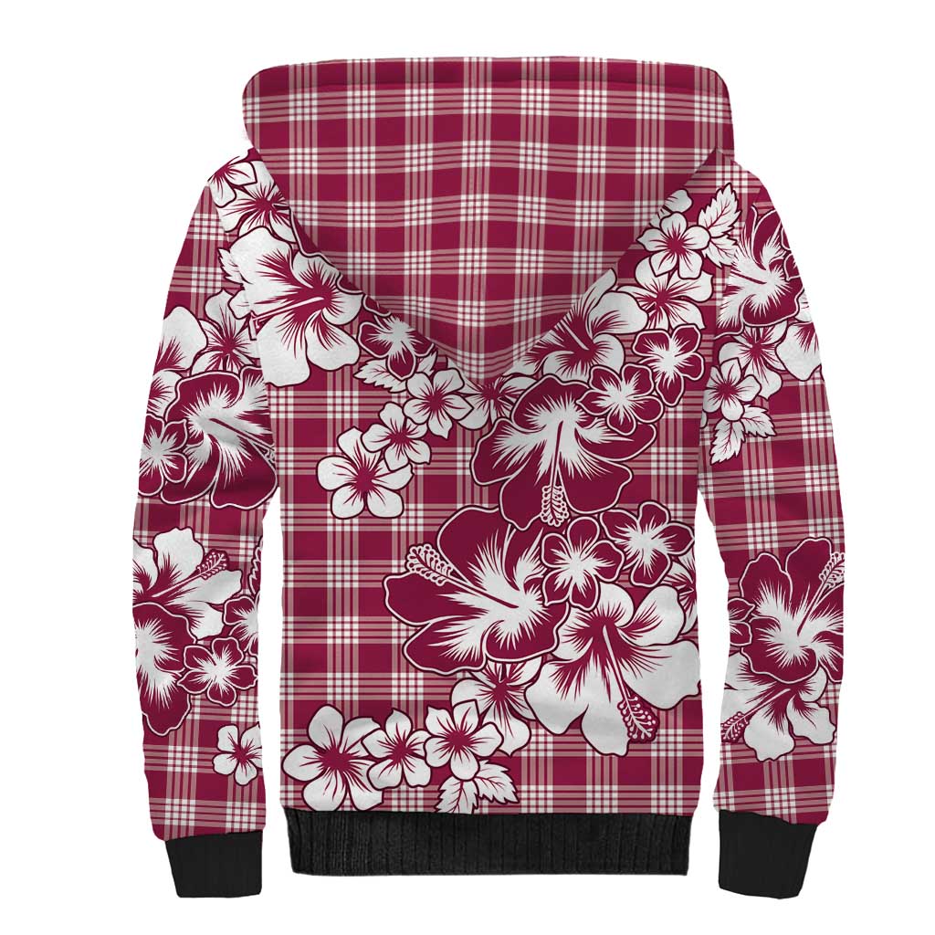 Hibiscus Pakala Royal Magenta Sherpa Hoodie Tropical Floral Stylized - Polynesian Pride