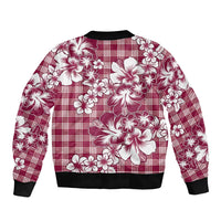 Hibiscus Pakala Royal Magenta Sleeve Zip Bomber Jacket Tropical Floral Stylized - Polynesian Pride