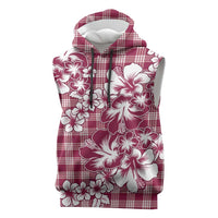Hibiscus Pakala Royal Magenta Sleeveless Hoodie Tropical Floral Stylized - Polynesian Pride