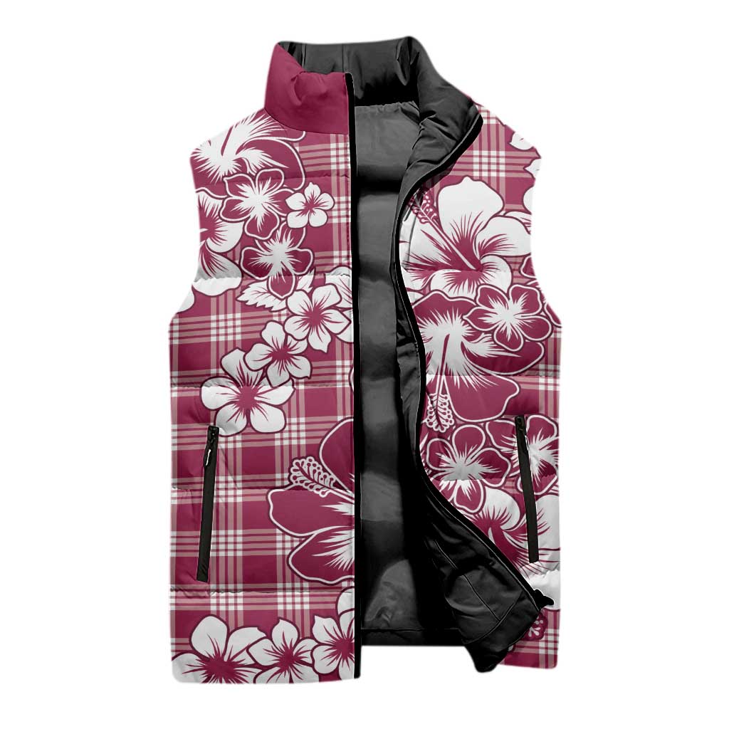 Hibiscus Pakala Royal Magenta Sleeveless Puffer Jacket Tropical Floral Stylized - Polynesian Pride