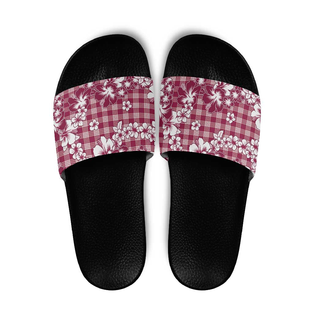 Hibiscus Pakala Royal Magenta Slide Sandals Tropical Floral Stylized - Polynesian Pride