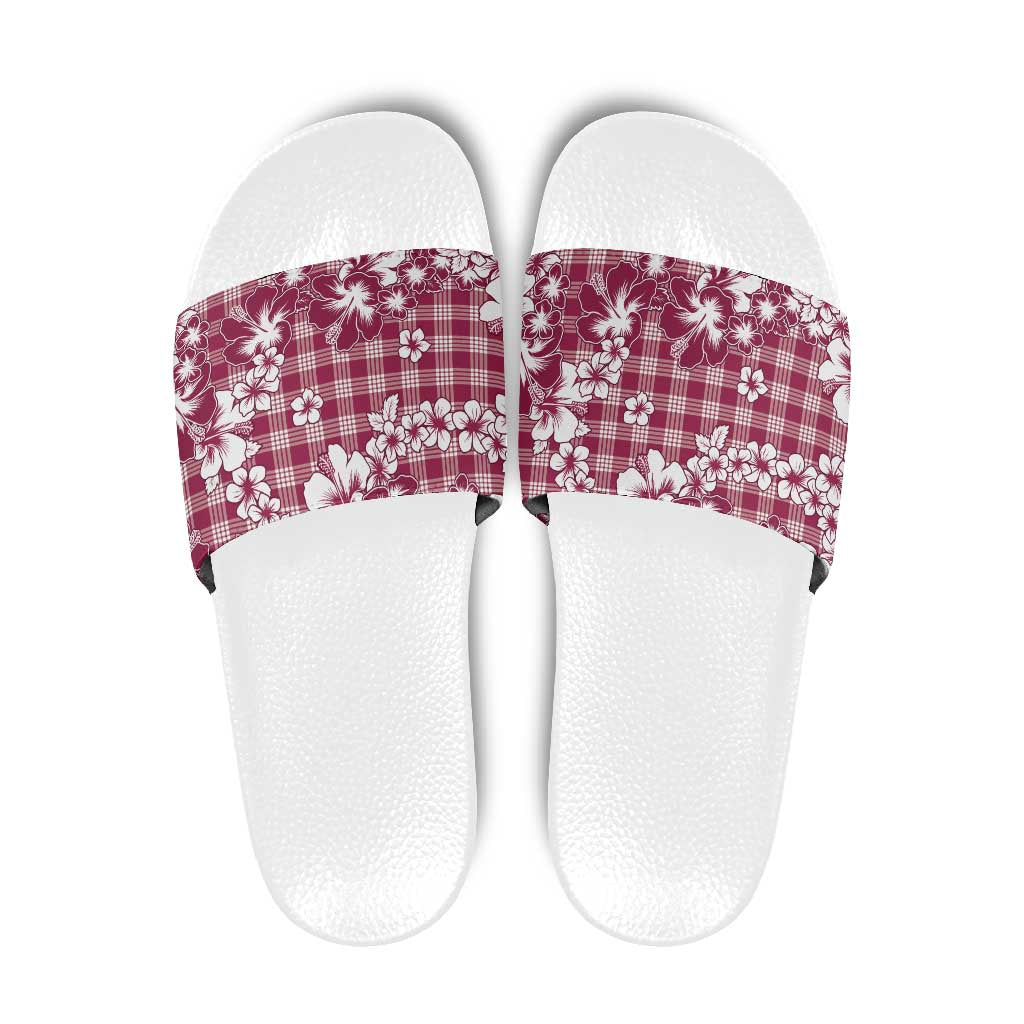 Hibiscus Pakala Royal Magenta Slide Sandals Tropical Floral Stylized - Polynesian Pride