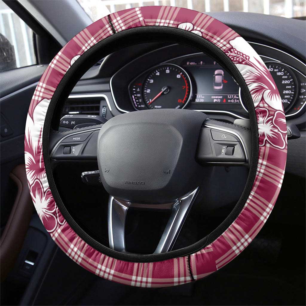 Hibiscus Pakala Royal Magenta Steering Wheel Cover Tropical Floral Stylized - Polynesian Pride