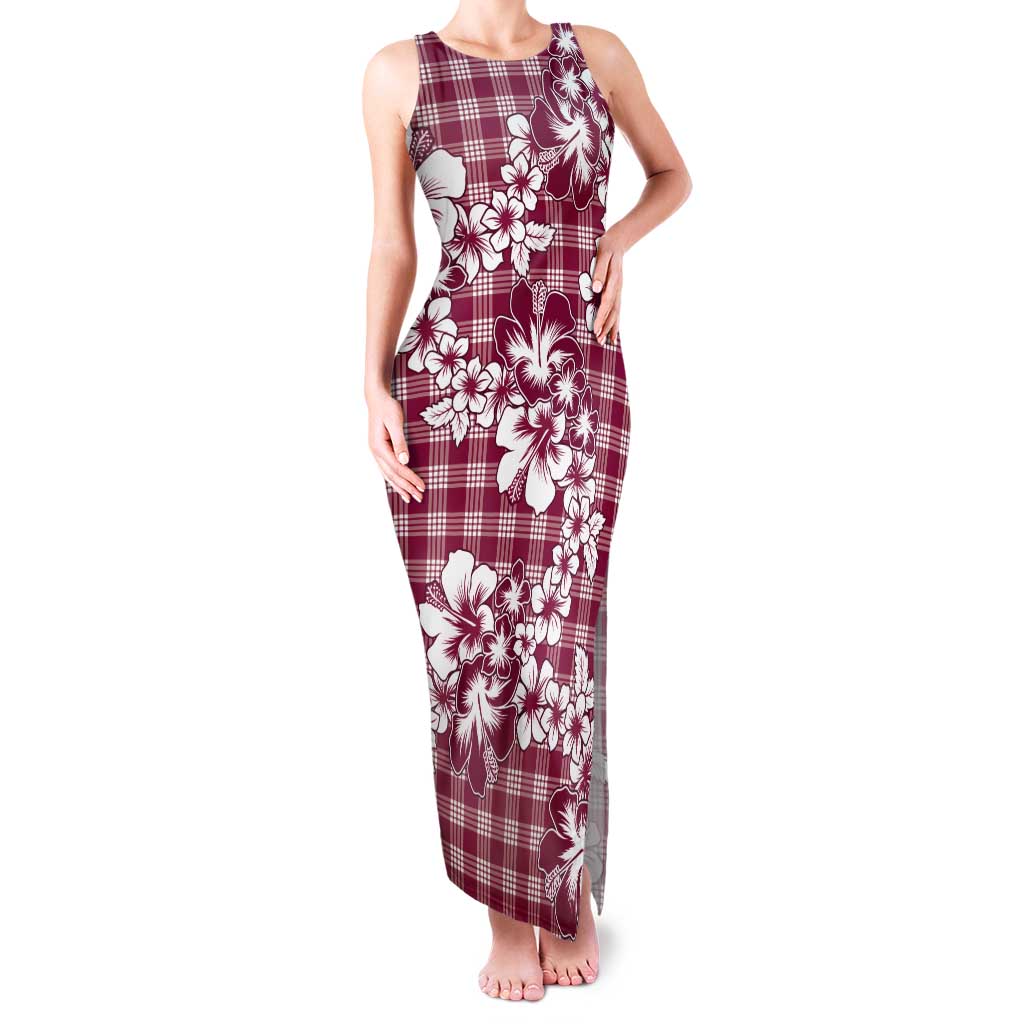 Hibiscus Pakala Royal Magenta Tank Maxi Dress Tropical Floral Stylized - Polynesian Pride