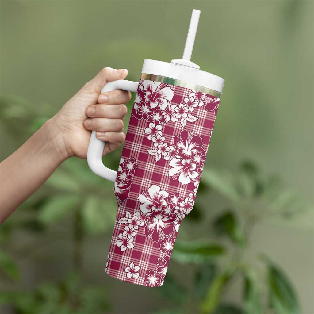 Hibiscus Pakala Royal Magenta Tumbler With Handle Tropical Floral Stylized - Polynesian Pride