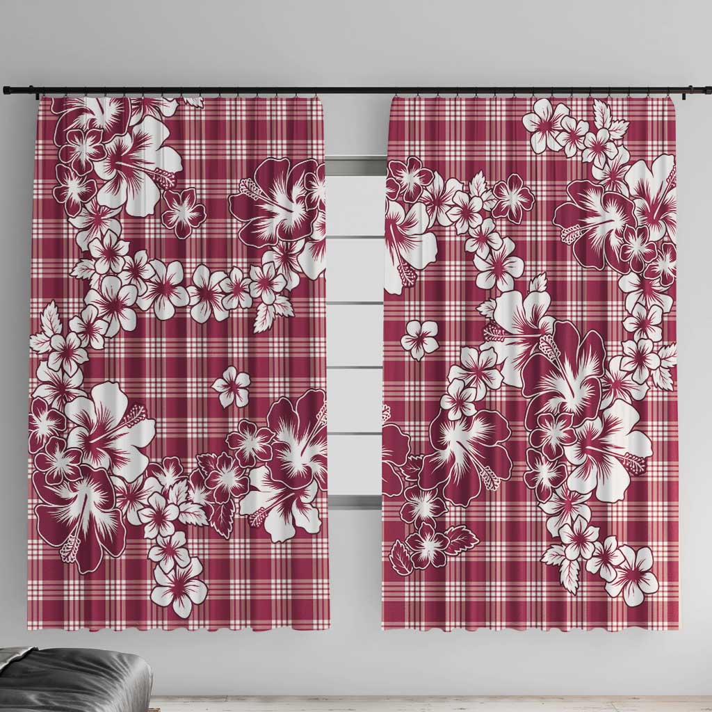 Hibiscus Pakala Royal Magenta Window Curtain Tropical Floral Stylized - Polynesian Pride