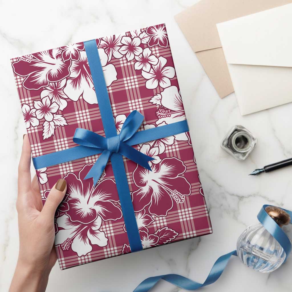 Hibiscus Pakala Royal Magenta Wrapping Paper Tropical Floral Stylized - Polynesian Pride