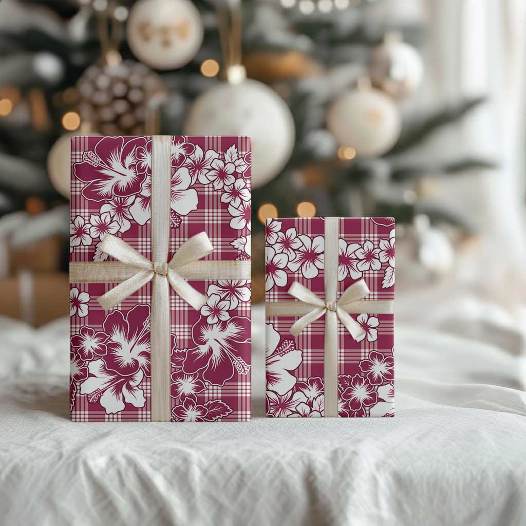 Hibiscus Pakala Royal Magenta Wrapping Paper Tropical Floral Stylized - Polynesian Pride