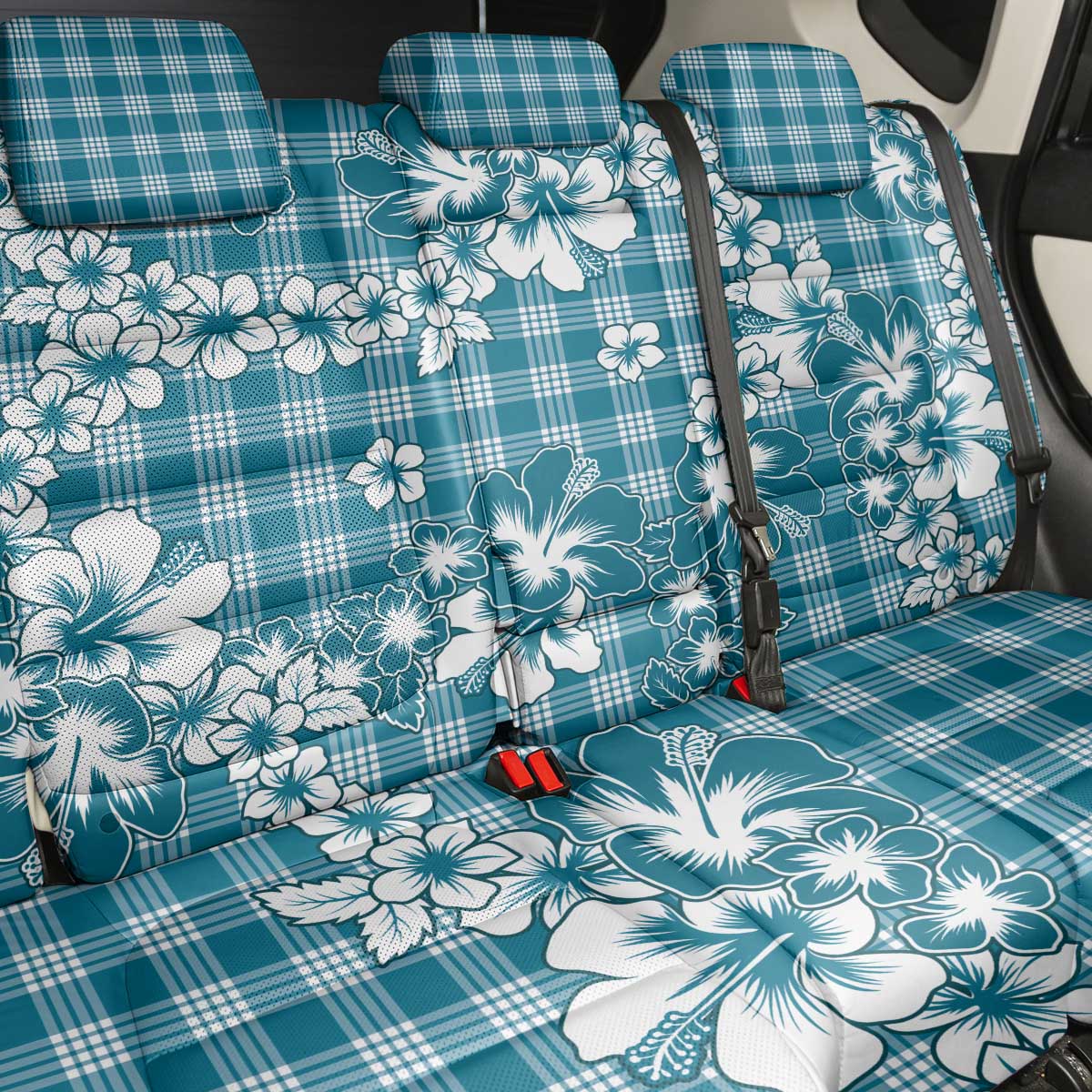 Hibiscus Pakala Ocean Depths Blue Back Car Seat Cover Tropical Floral Stylized - Polynesian Pride