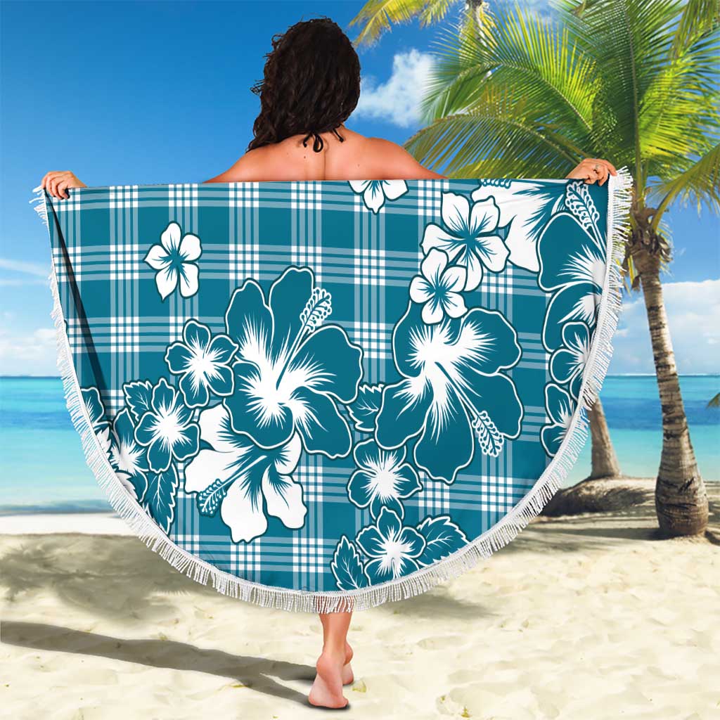 Hibiscus Pakala Ocean Depths Blue Beach Blanket Tropical Floral Stylized - Polynesian Pride