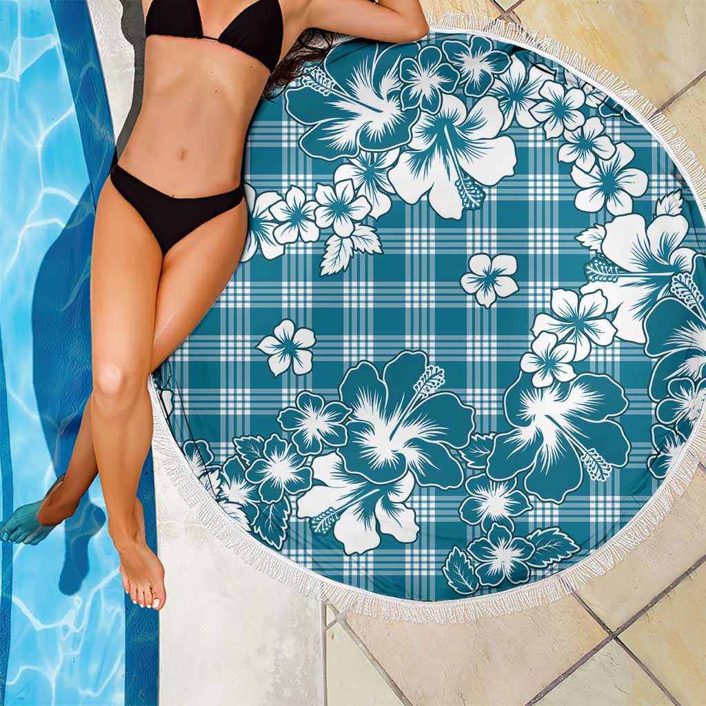 Hibiscus Pakala Ocean Depths Blue Beach Blanket Tropical Floral Stylized - Polynesian Pride