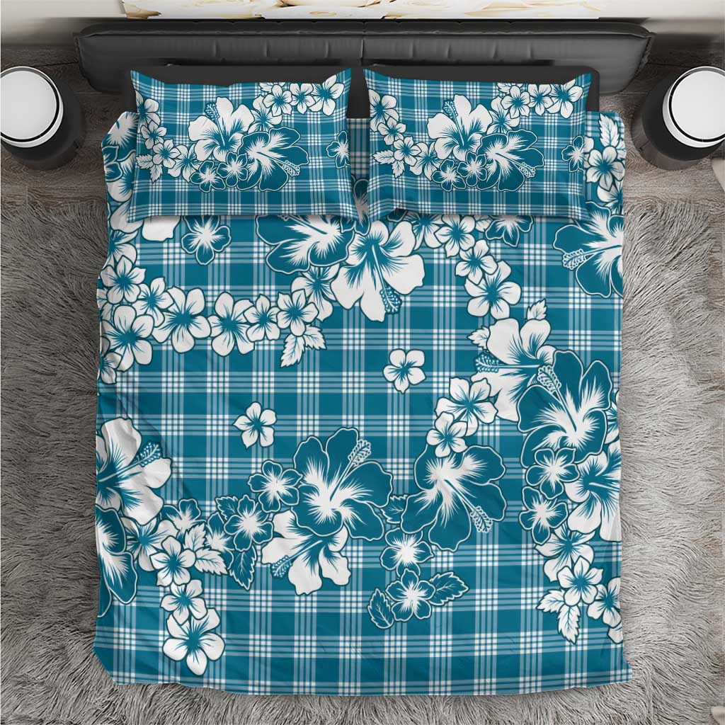 Hibiscus Pakala Ocean Depths Blue Bedding Set Tropical Floral Stylized - Polynesian Pride