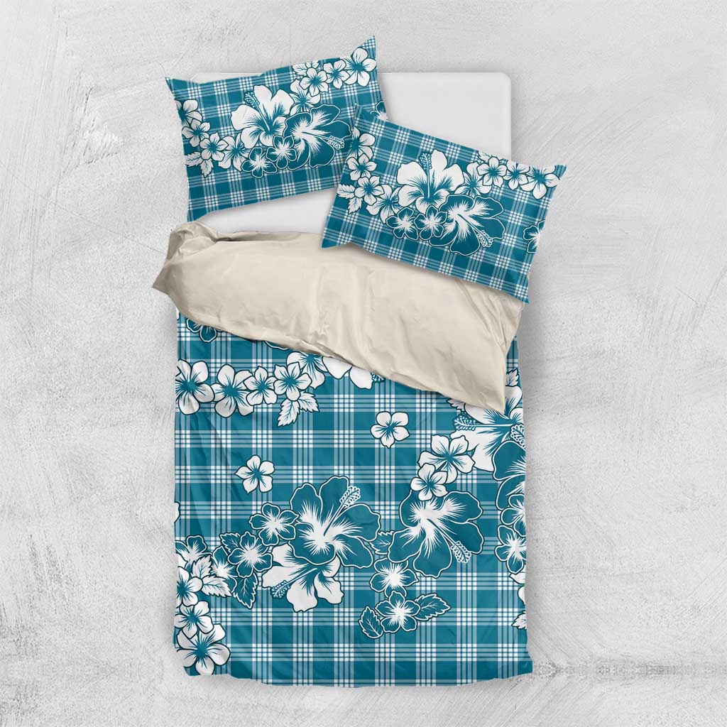 Hibiscus Pakala Ocean Depths Blue Bedding Set Tropical Floral Stylized - Polynesian Pride