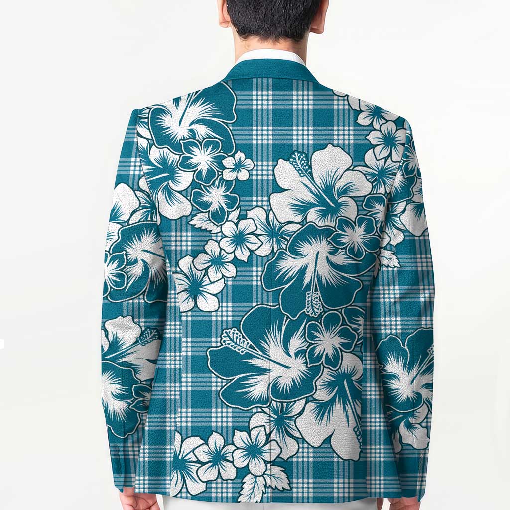 Hibiscus Pakala Ocean Depths Blue Blazer Tropical Floral Stylized - Polynesian Pride