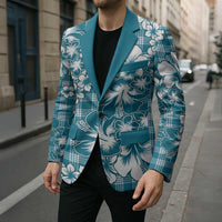 Hibiscus Pakala Ocean Depths Blue Blazer Tropical Floral Stylized - Polynesian Pride