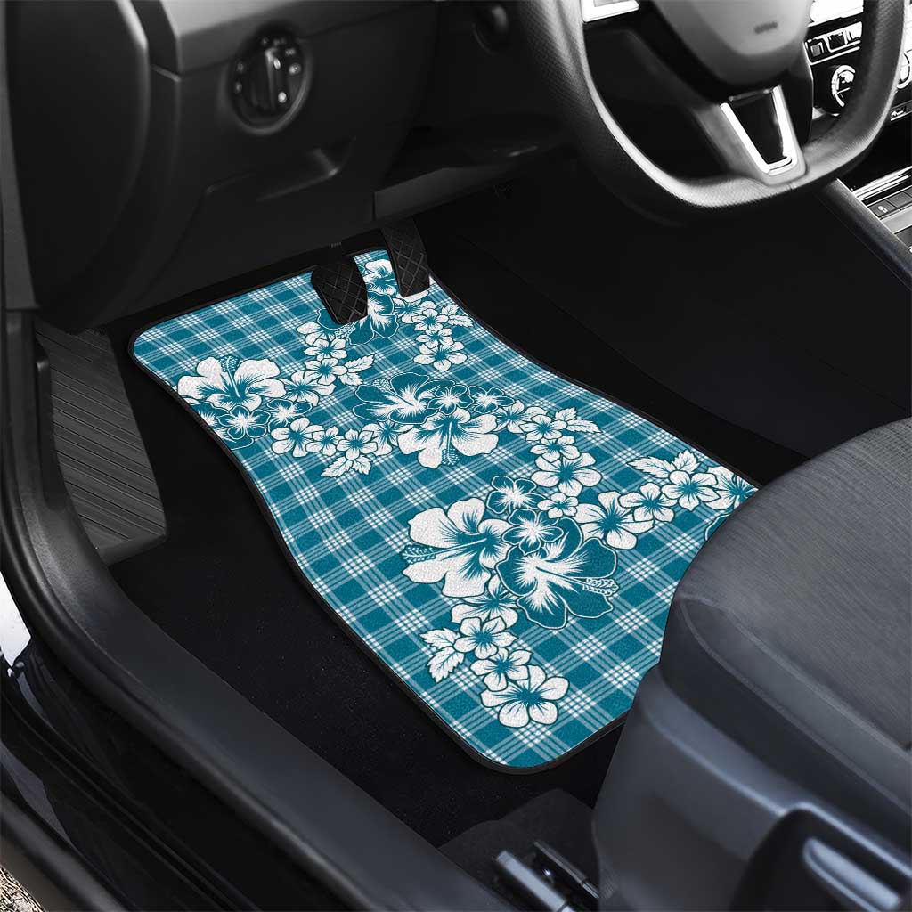 Hibiscus Pakala Ocean Depths Blue Car Mats Tropical Floral Stylized - Polynesian Pride