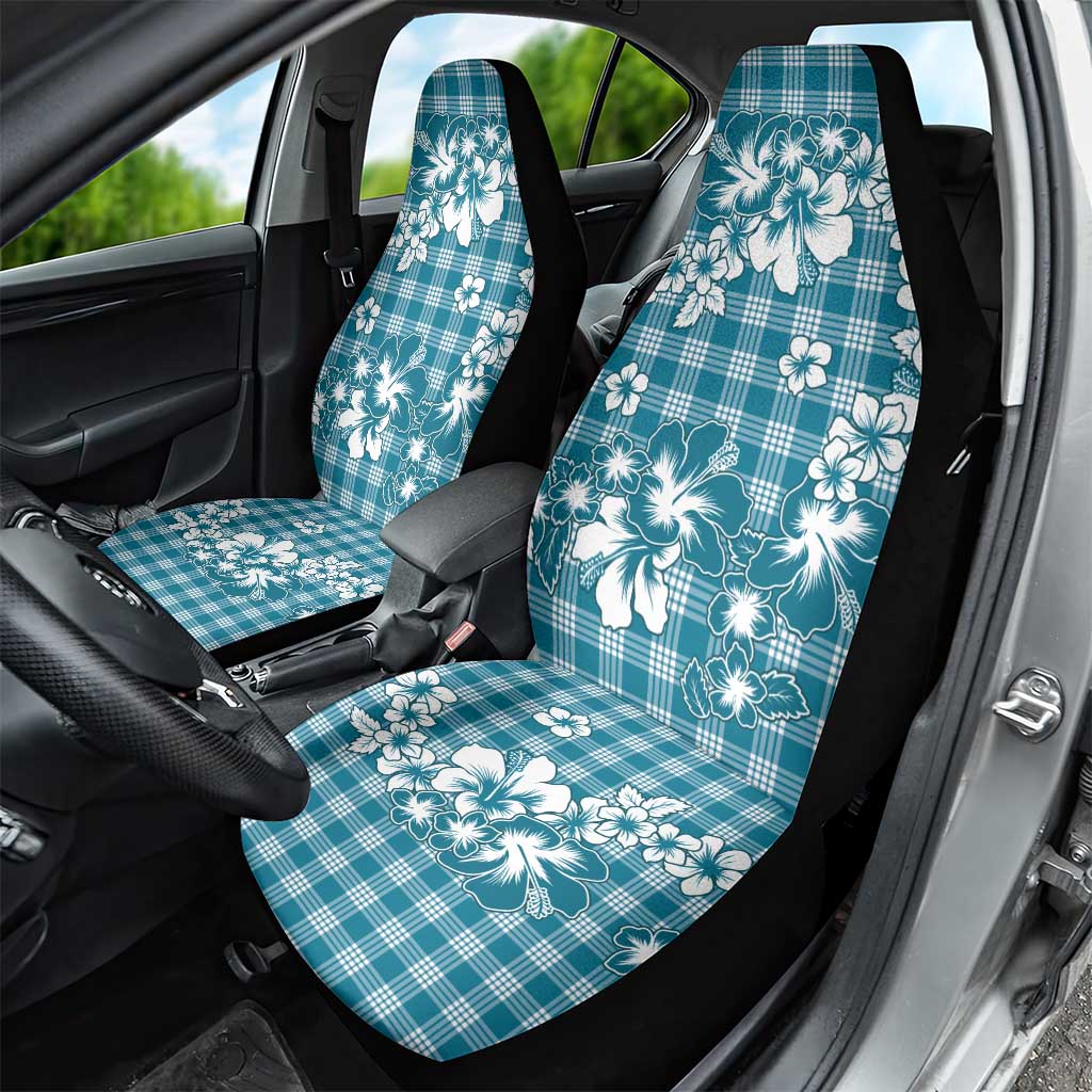 Hibiscus Pakala Ocean Depths Blue Car Seat Cover Tropical Floral Stylized - Polynesian Pride