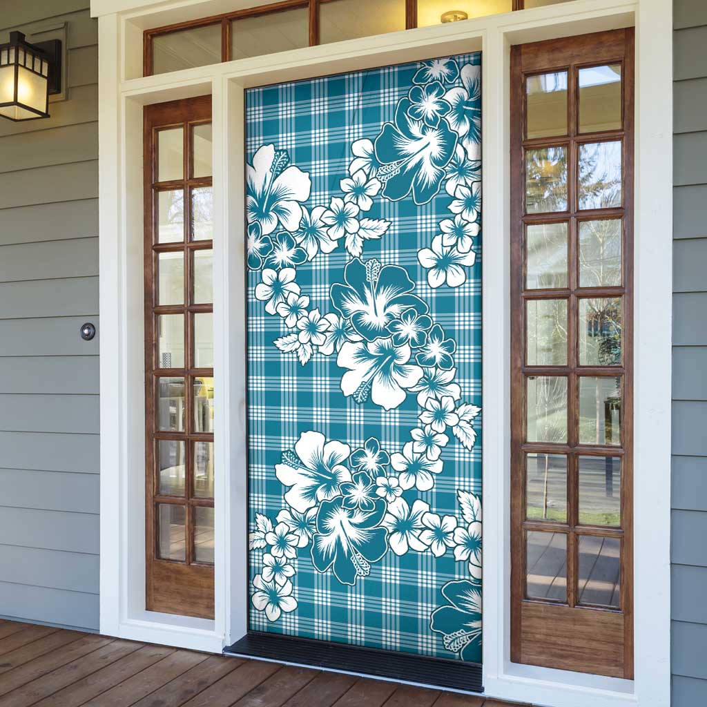 Hibiscus Pakala Ocean Depths Blue Door Cover Tropical Floral Stylized - Polynesian Pride