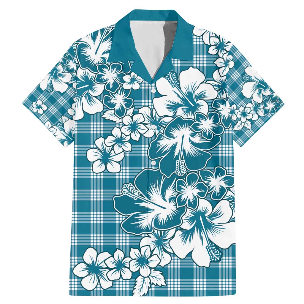 Hibiscus Pakala Ocean Depths Blue Family Matching Mermaid Dress and Hawaiian Shirt Tropical Floral Stylized - Polynesian Pride