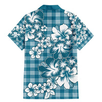 Hibiscus Pakala Ocean Depths Blue Family Matching Mermaid Dress and Hawaiian Shirt Tropical Floral Stylized - Polynesian Pride