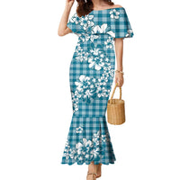 Hibiscus Pakala Ocean Depths Blue Family Matching Mermaid Dress and Hawaiian Shirt Tropical Floral Stylized - Polynesian Pride