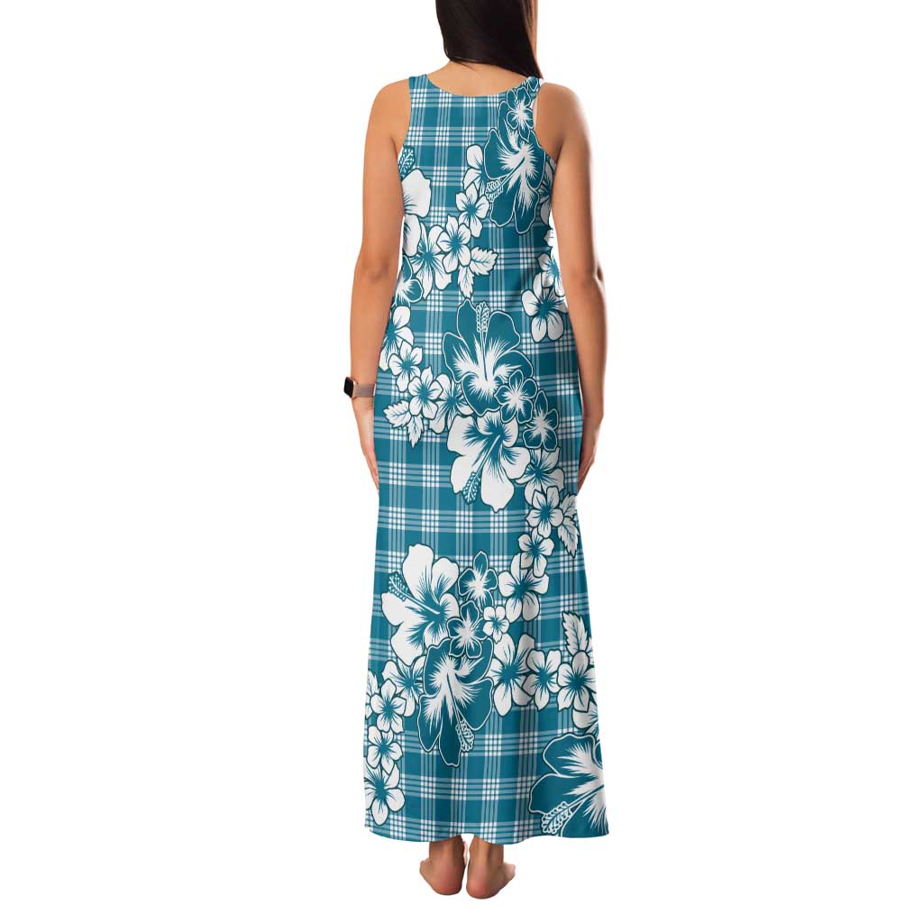 Hibiscus Pakala Ocean Depths Blue Family Matching Tank Maxi Dress and Hawaiian Shirt Tropical Floral Stylized - Polynesian Pride