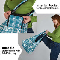 Hibiscus Pakala Ocean Depths Blue Grocery Bag Tropical Floral Stylized - Polynesian Pride