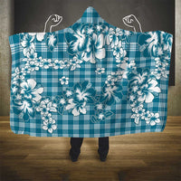 Hibiscus Pakala Ocean Depths Blue Hooded Blanket Tropical Floral Stylized - Polynesian Pride