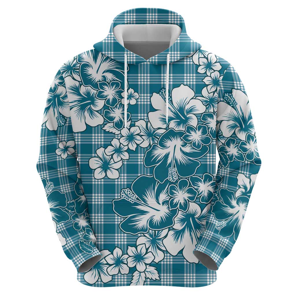 Hibiscus Pakala Ocean Depths Blue Hoodie Tropical Floral Stylized - Polynesian Pride