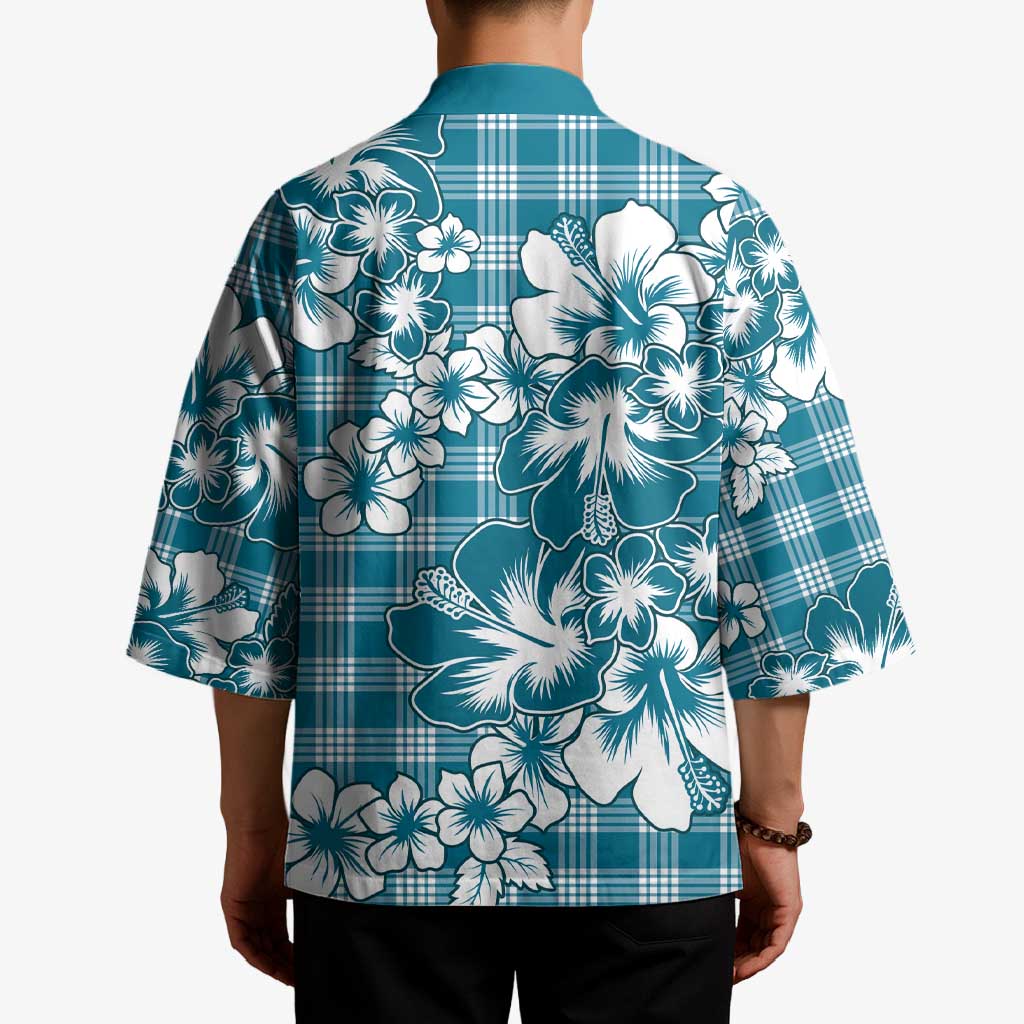 Hibiscus Pakala Ocean Depths Blue Kimono Tropical Floral Stylized - Polynesian Pride