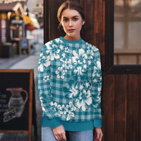 Hibiscus Pakala Ocean Depths Blue Ugly Christmas Sweater Tropical Floral Stylized - Polynesian Pride