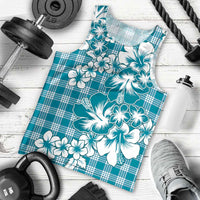 Hibiscus Pakala Ocean Depths Blue Men Tank Top Tropical Floral Stylized - Polynesian Pride