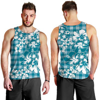 Hibiscus Pakala Ocean Depths Blue Men Tank Top Tropical Floral Stylized - Polynesian Pride