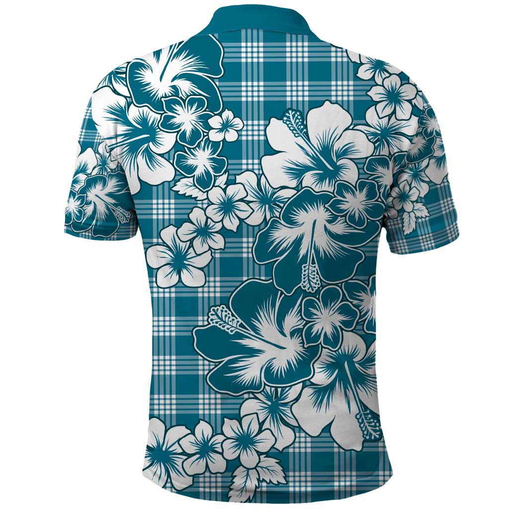 Hibiscus Pakala Ocean Depths Blue Polo Shirt Tropical Floral Stylized - Polynesian Pride