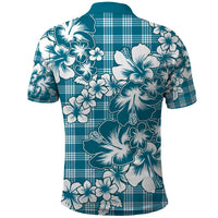 Hibiscus Pakala Ocean Depths Blue Polo Shirt Tropical Floral Stylized - Polynesian Pride