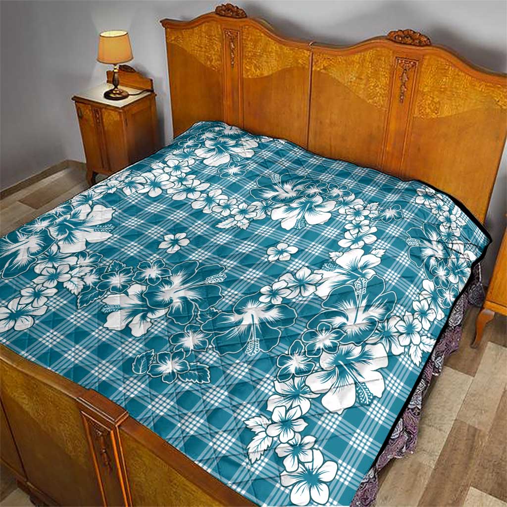 Hibiscus Pakala Ocean Depths Blue Quilt Tropical Floral Stylized - Polynesian Pride
