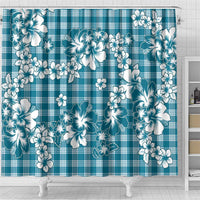 Hibiscus Pakala Ocean Depths Blue Shower Curtain Tropical Floral Stylized - Polynesian Pride