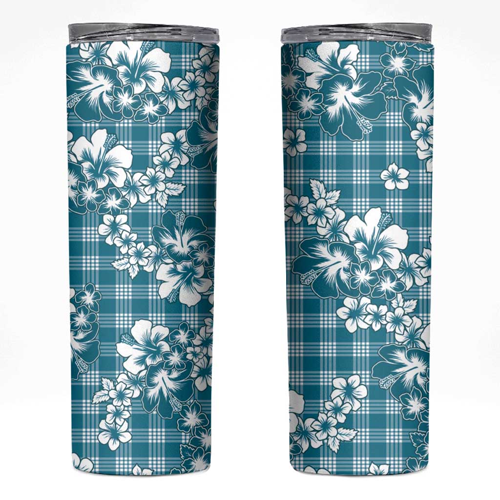Hibiscus Pakala Ocean Depths Blue Skinny Tumbler Tropical Floral Stylized - Polynesian Pride